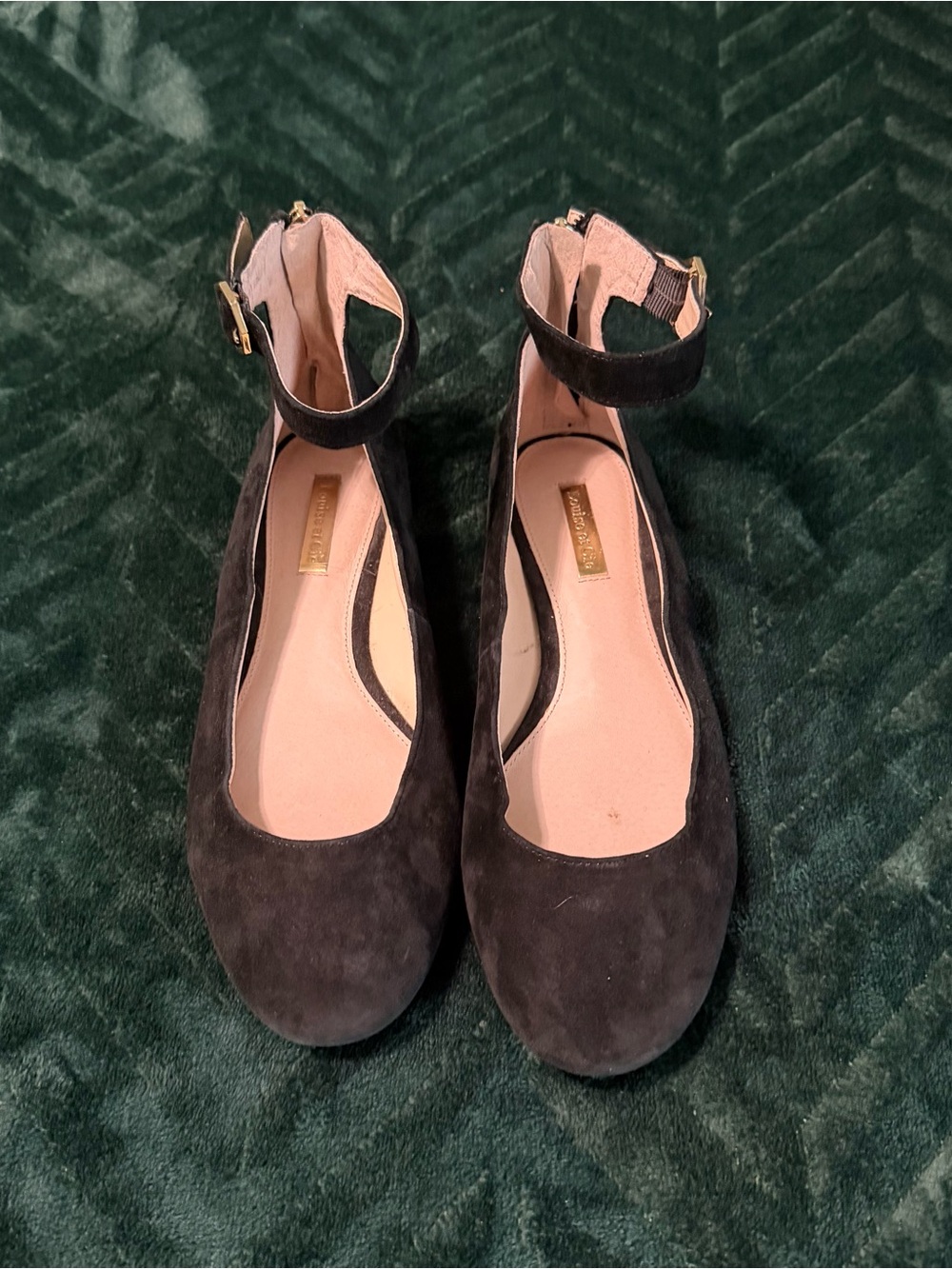 Louise et Cie Women’s Suede Ankle-Strap Flats in Black - Size 7